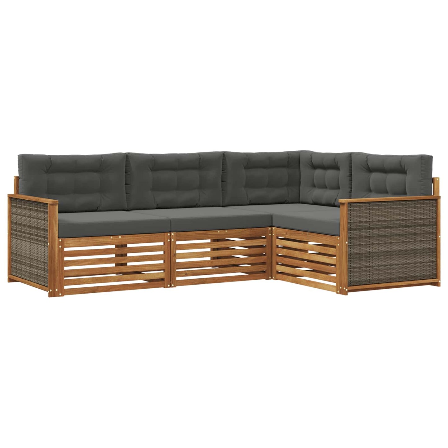 Outdoor-Sofagarnitur mit Kissen 4 pcs Natur und Anthrazit