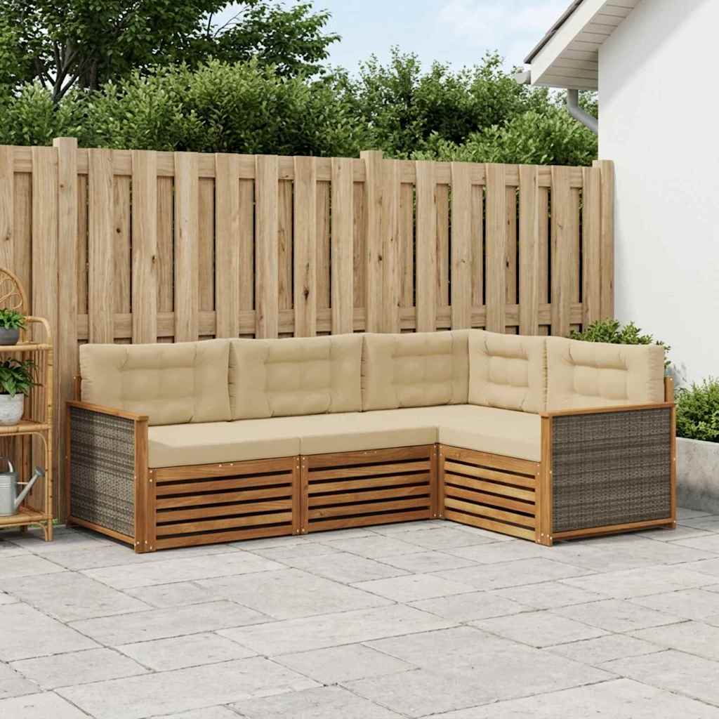 Outdoor-Sofagarnitur 4 stk. Natur und Beige