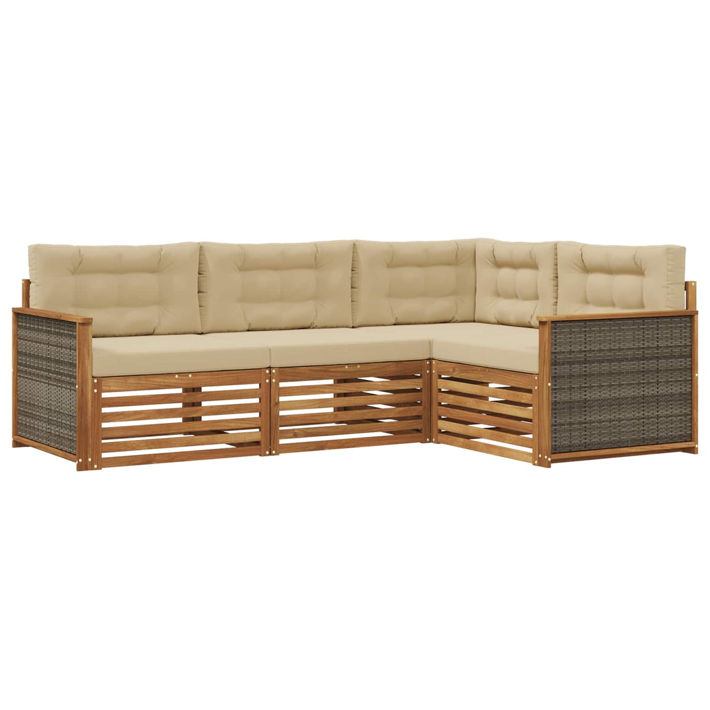 Outdoor-Sofagarnitur 4 stk. Natur und Beige