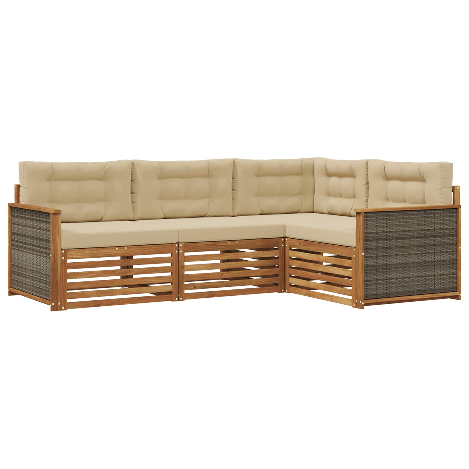 Outdoor-Sofagarnitur 4 stk. Natur und Beige