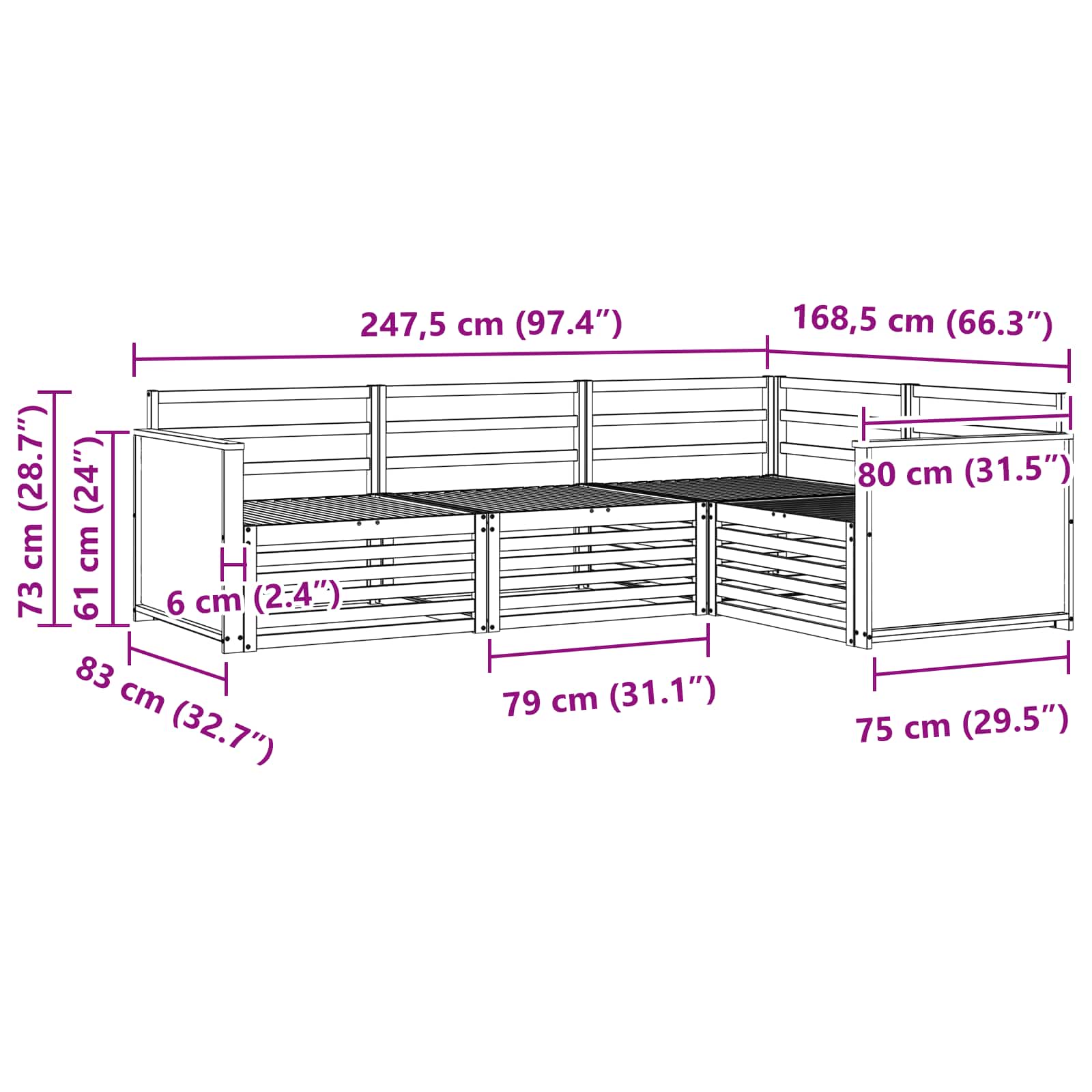 Outdoor-Sofagarnitur 4 pcs Natur Massivholz Akazie