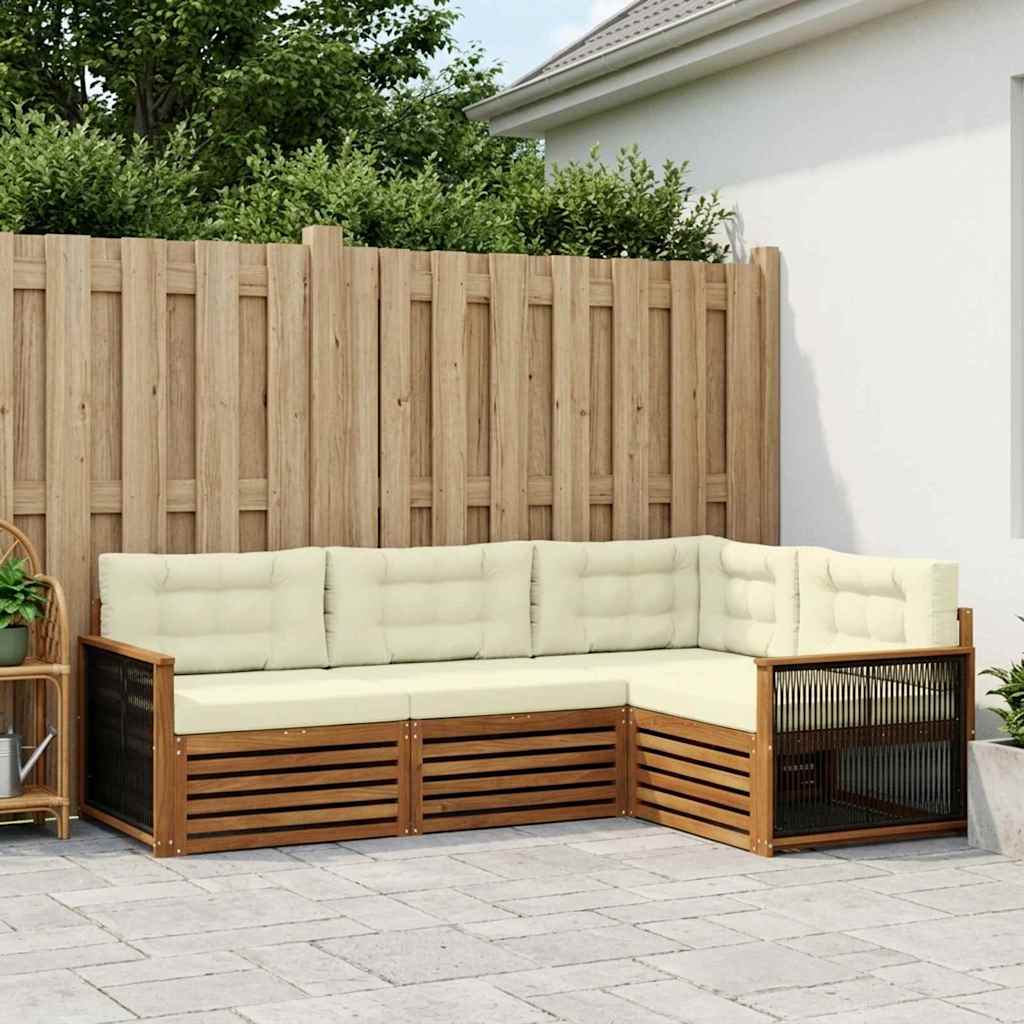 Outdoor-Sofagarnitur 4 stk. Natur und Creme
