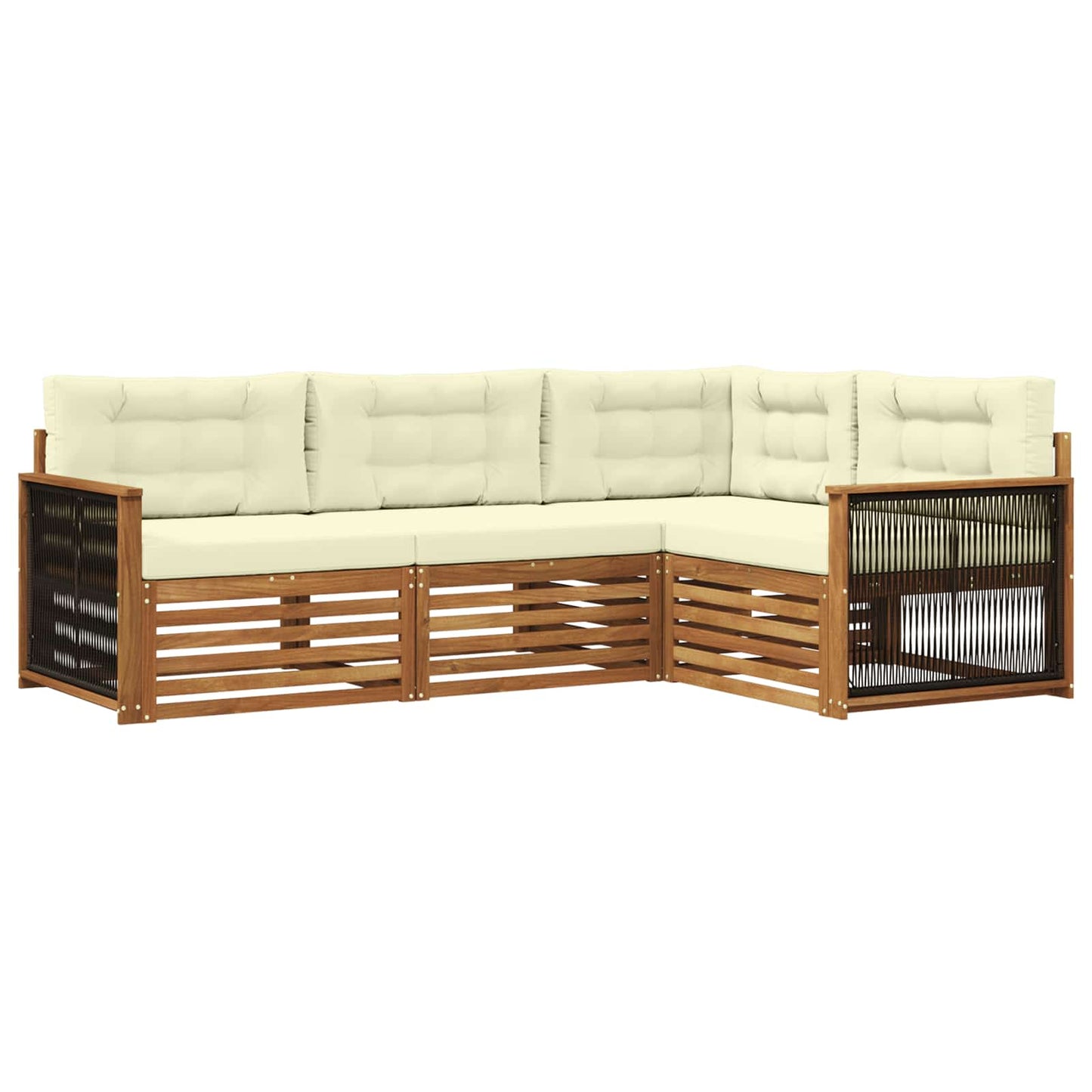 Outdoor-Sofagarnitur 4 stk. Natur und Creme