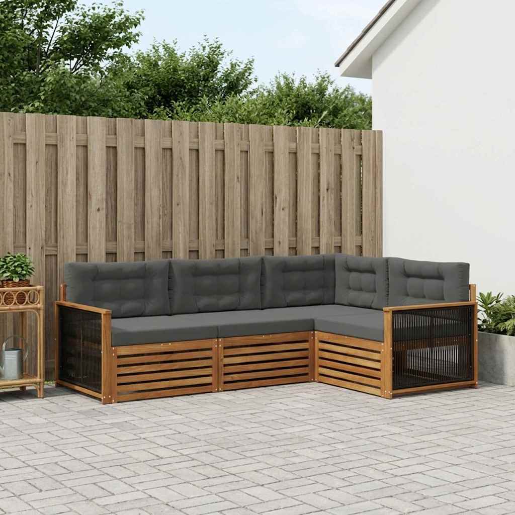 Outdoor-Sofagarnitur 4 stk. Natur und Anthrazit