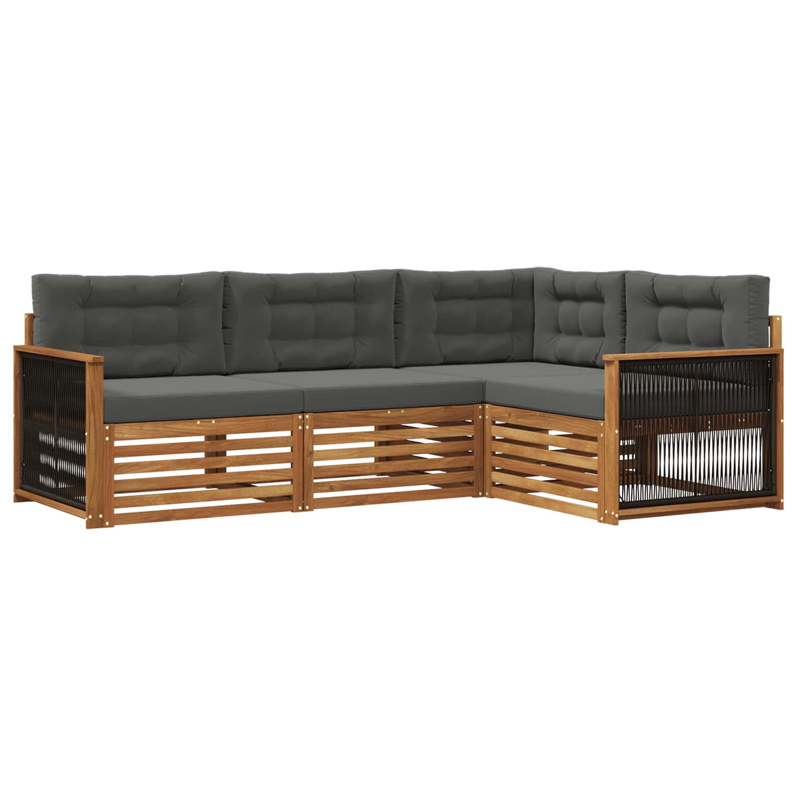 Outdoor-Sofagarnitur 4 stk. Natur und Anthrazit