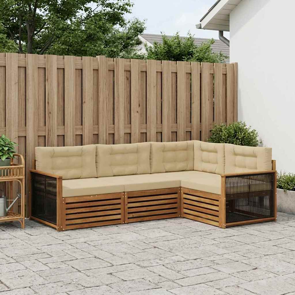 Outdoor-Sofagarnitur 4 stk. Natur und Beige
