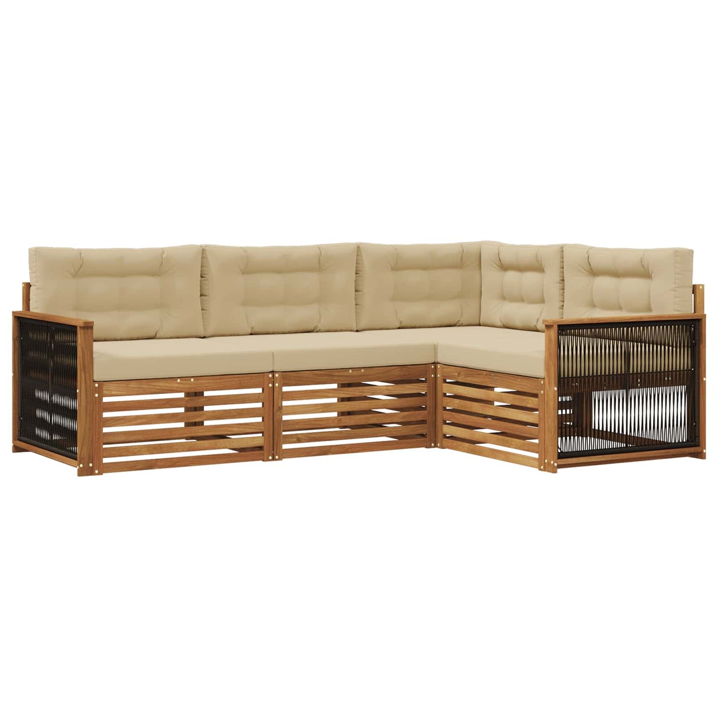 Outdoor-Sofagarnitur 4 stk. Natur und Beige