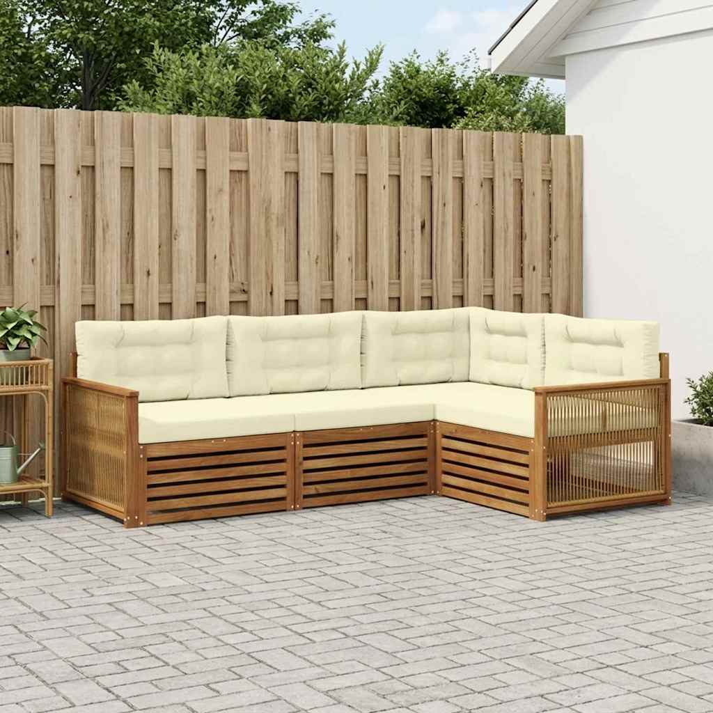 Outdoor-Sofagarnitur 4 stk. Natur und Creme