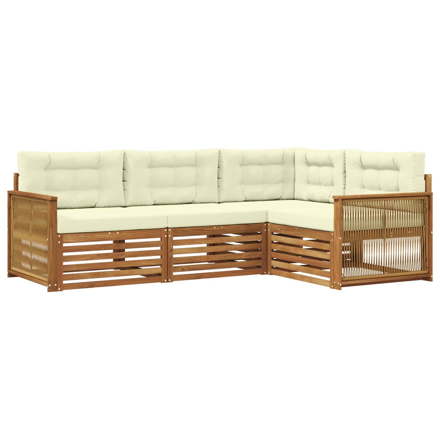 Outdoor-Sofagarnitur 4 stk. Natur und Creme