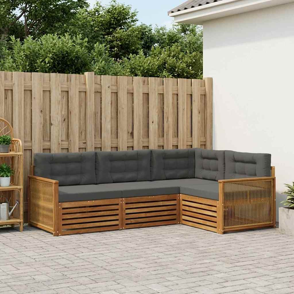 Outdoor-Sofagarnitur 4 stk. Natur und Anthrazit