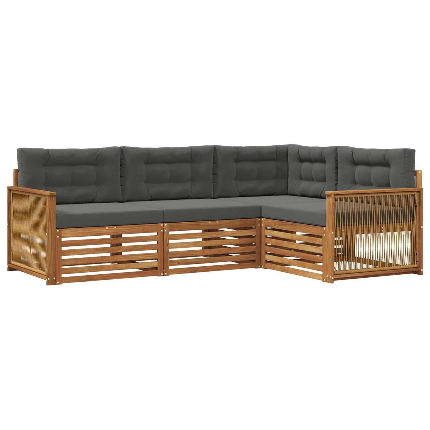 Outdoor-Sofagarnitur 4 stk. Natur und Anthrazit