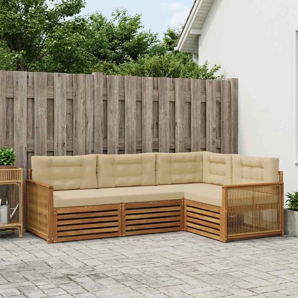Outdoor-Sofagarnitur 4 stk. Natur und Beige