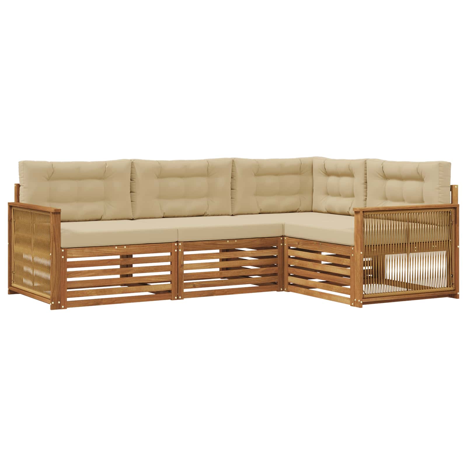 Outdoor-Sofagarnitur 4 stk. Natur und Beige