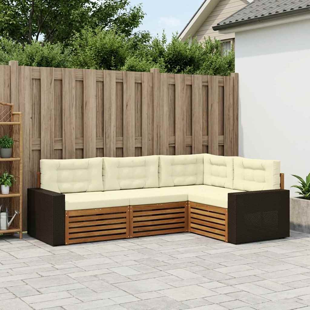 Outdoor-Sofagarnitur 4 stk. Natur und Creme Polyester