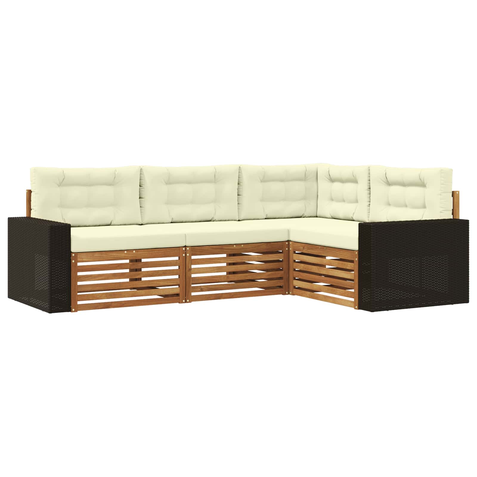 Outdoor-Sofagarnitur 4 stk. Natur und Creme Polyester