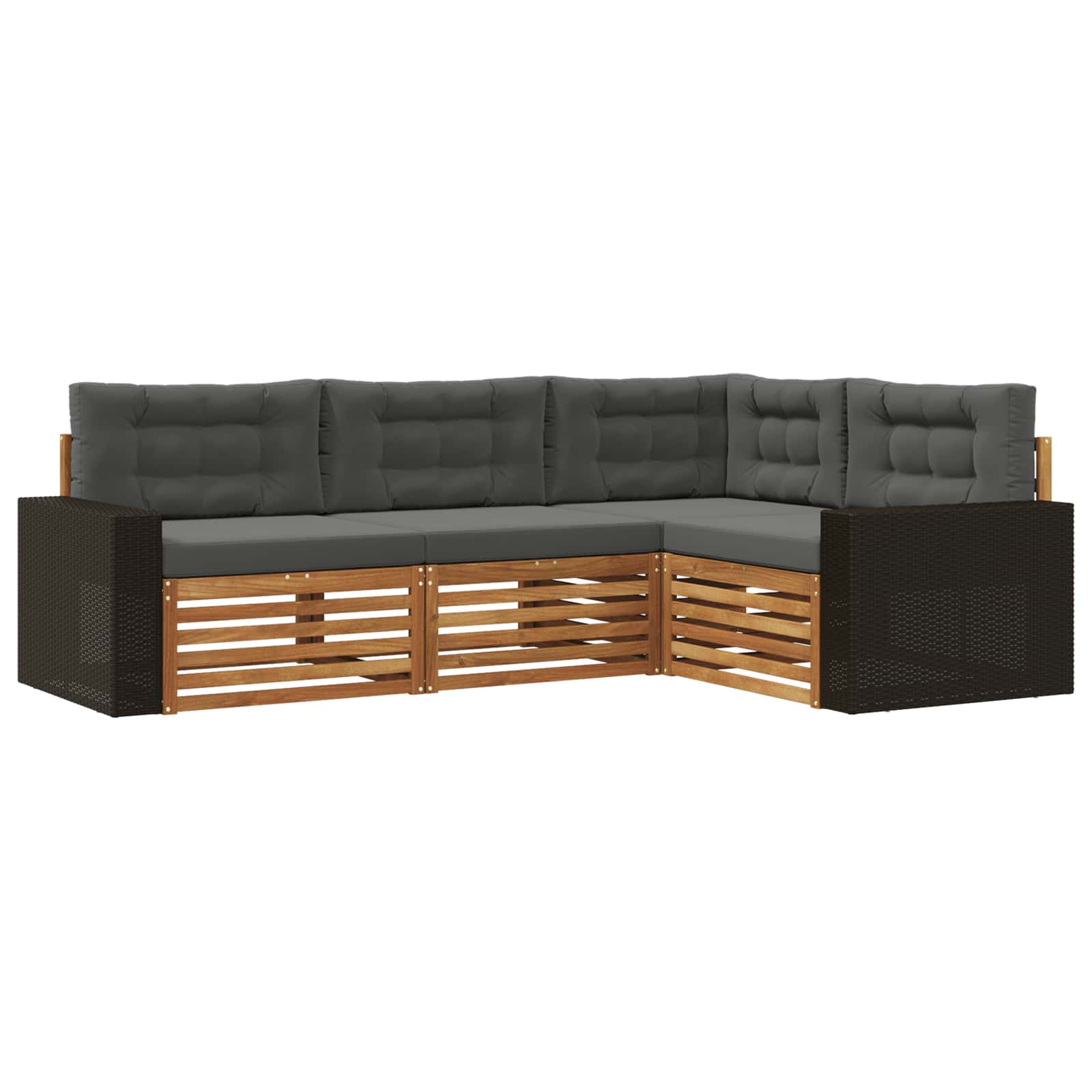 Outdoor-Sofagarnitur 4 stk. Natur und Anthrazit Polyester
