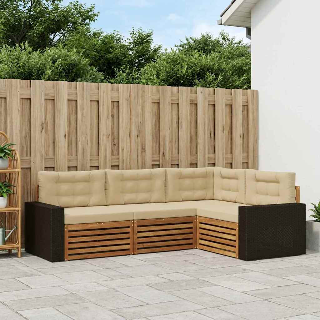 Outdoor-Sofagarnitur 4 stk. Natur und Beige Polyester