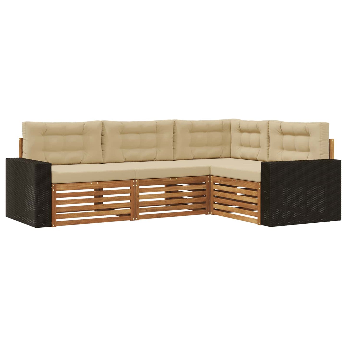 Outdoor-Sofagarnitur 4 stk. Natur und Beige Polyester