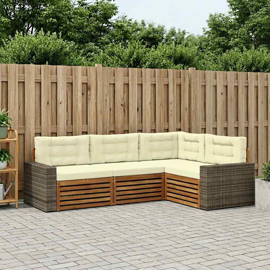 Outdoor-Sofagarnitur 4 stk. Natur und Creme Polyester