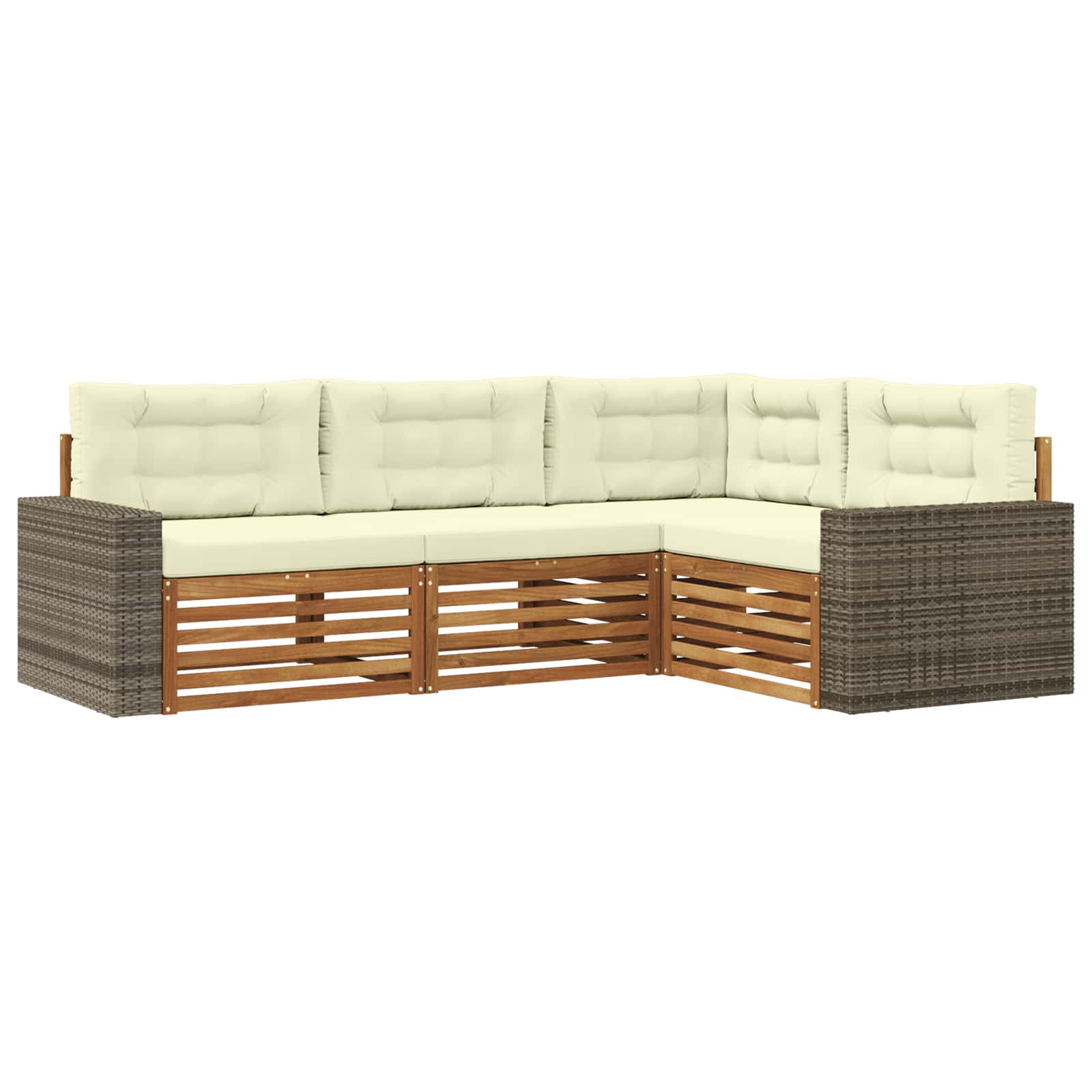 Outdoor-Sofagarnitur 4 stk. Natur und Creme Polyester