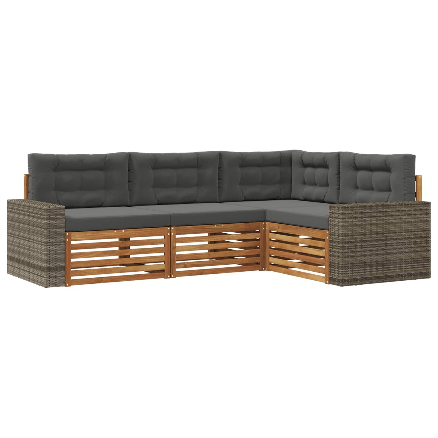 Outdoor-Sofagarnitur 4 pcs Natur und Anthrazit