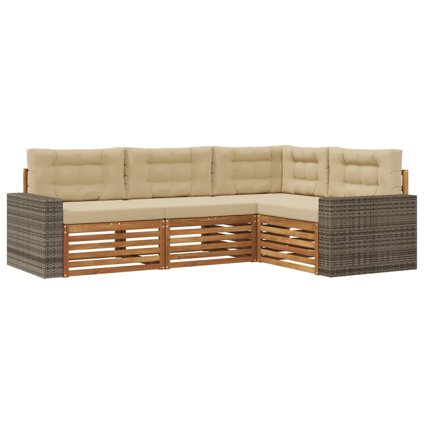 Outdoor-Sofagarnitur 4 stk. Natur und Beige Polyester