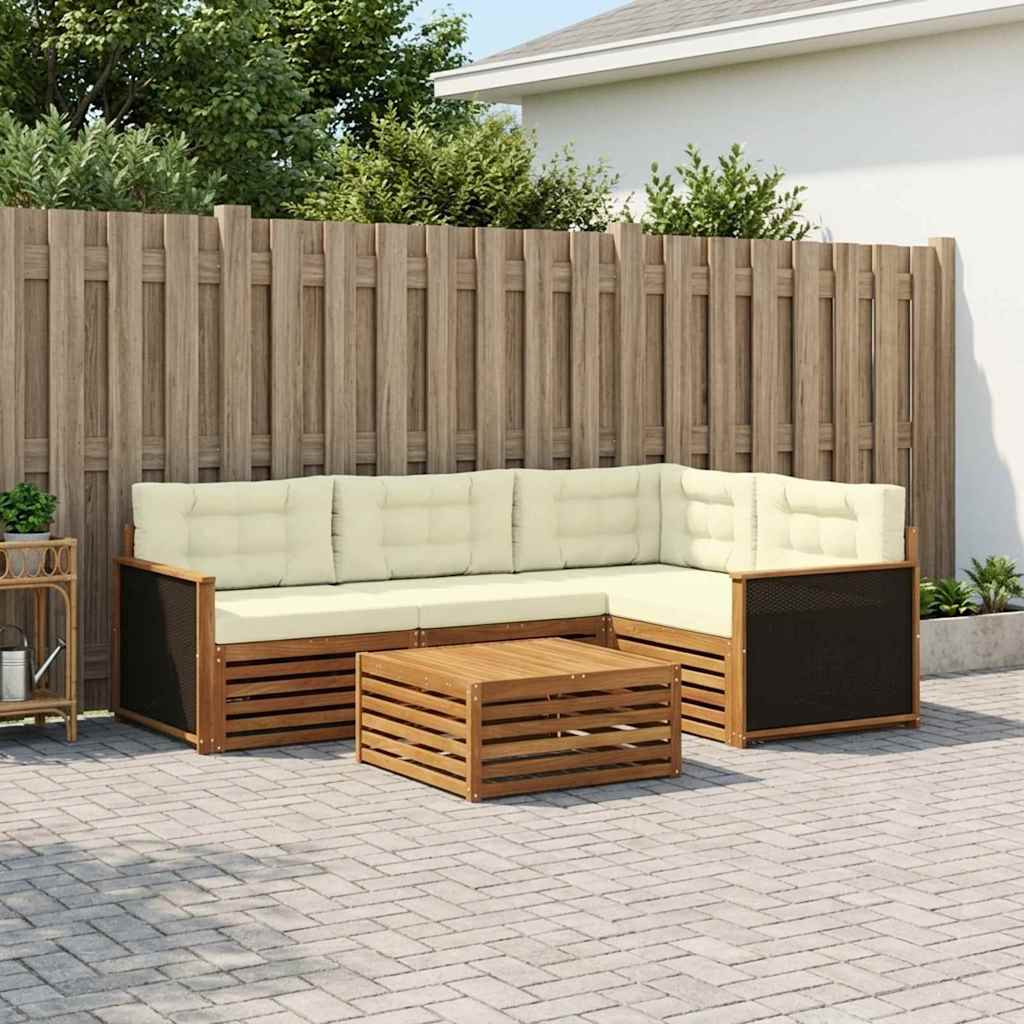 Outdoor-Sofagarnitur 5 pcs Natur und Creme 79 x 79 x 37 cm