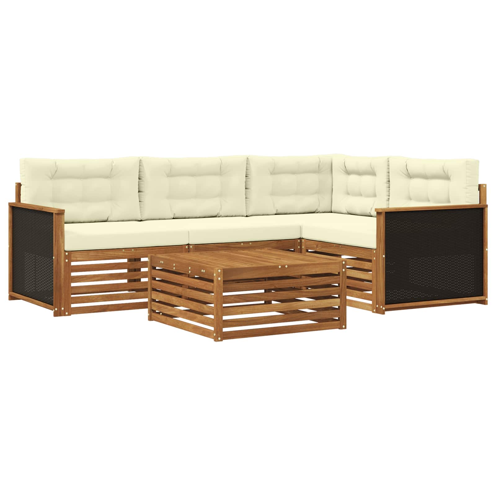 Outdoor-Sofagarnitur 5 pcs Natur und Creme 79 x 79 x 37 cm
