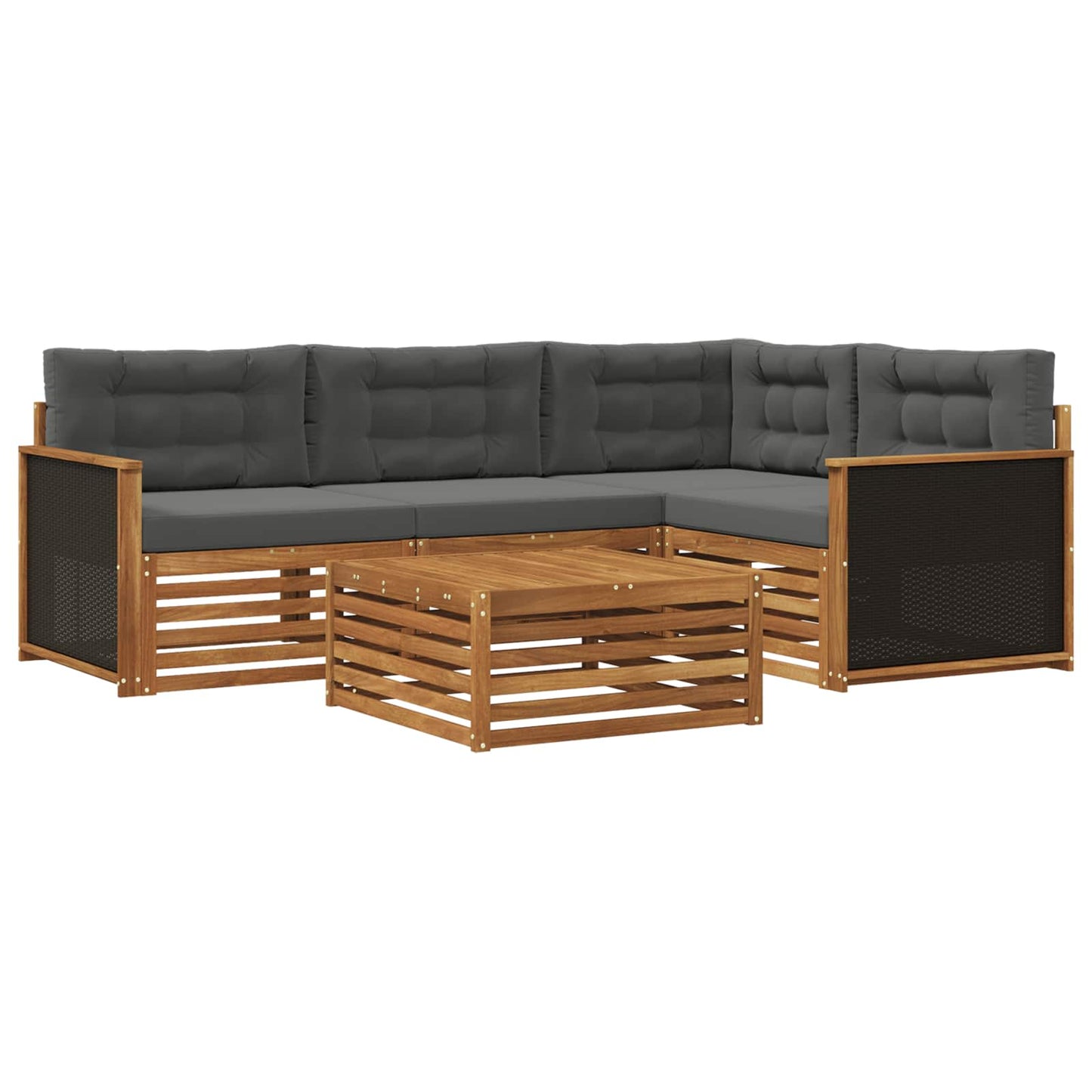 Outdoor-Sofagarnitur 5 stk. Natur und Anthrazit Polyester