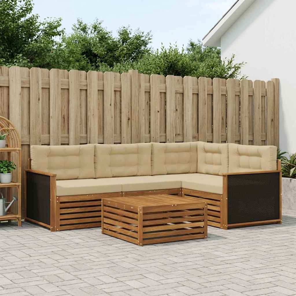 Outdoor-Sofagarnitur 5 stk. Natur und Beige Polyester
