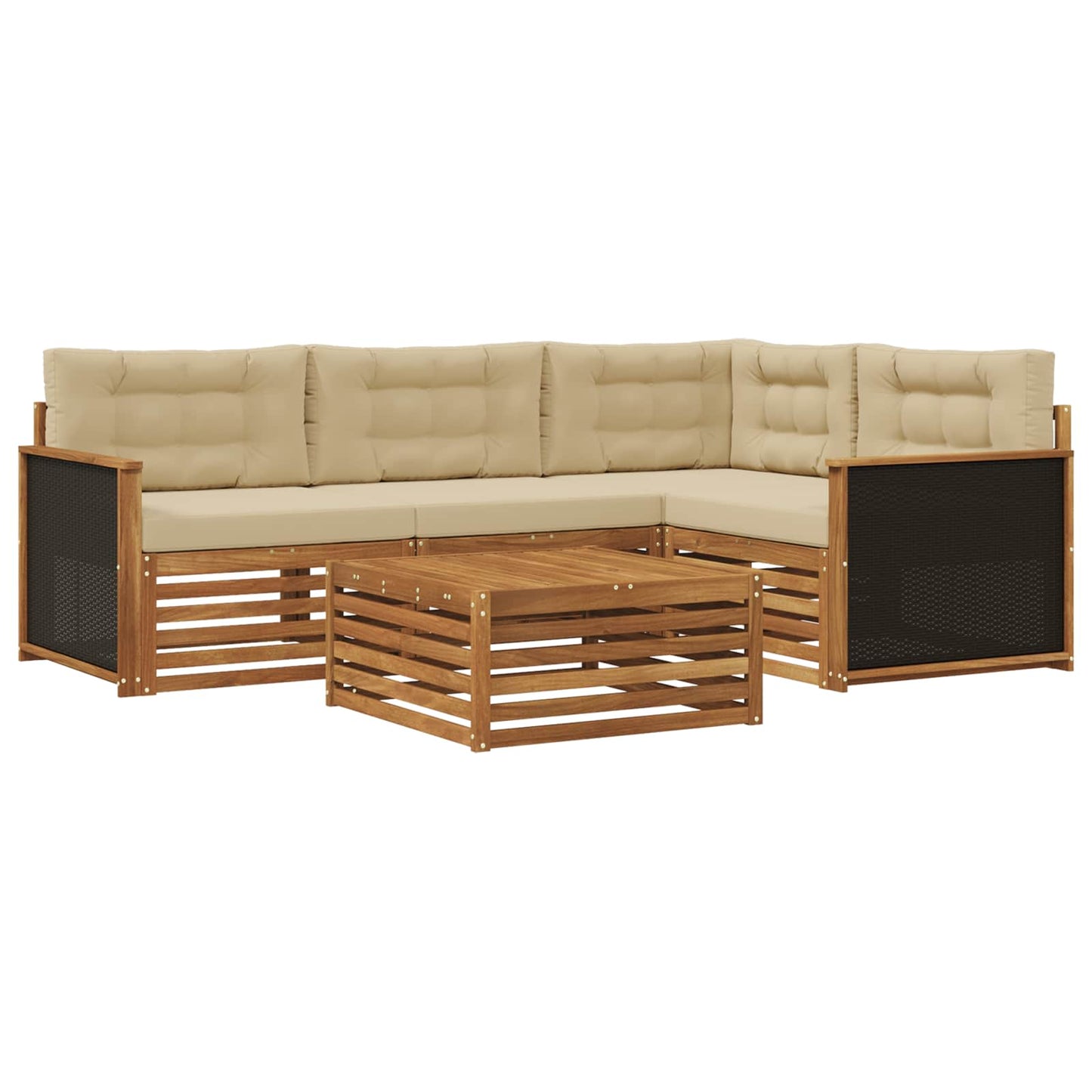 Outdoor-Sofagarnitur 5 stk. Natur und Beige Polyester