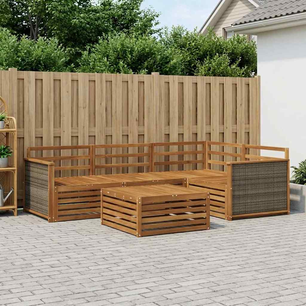Outdoor-Sofagarnitur 5 pcs Natur Massivholz Akazie