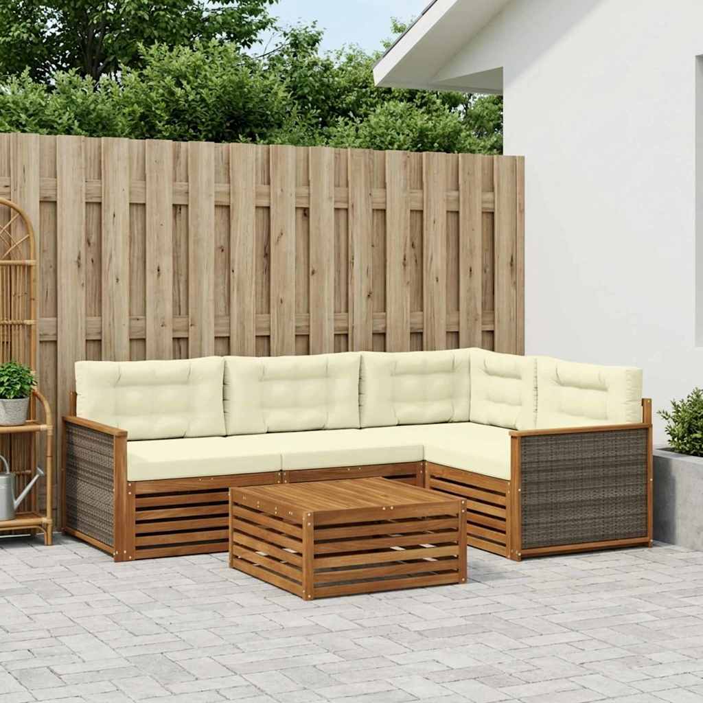 Outdoor-Sofagarnitur 5 stk. Natur und Creme