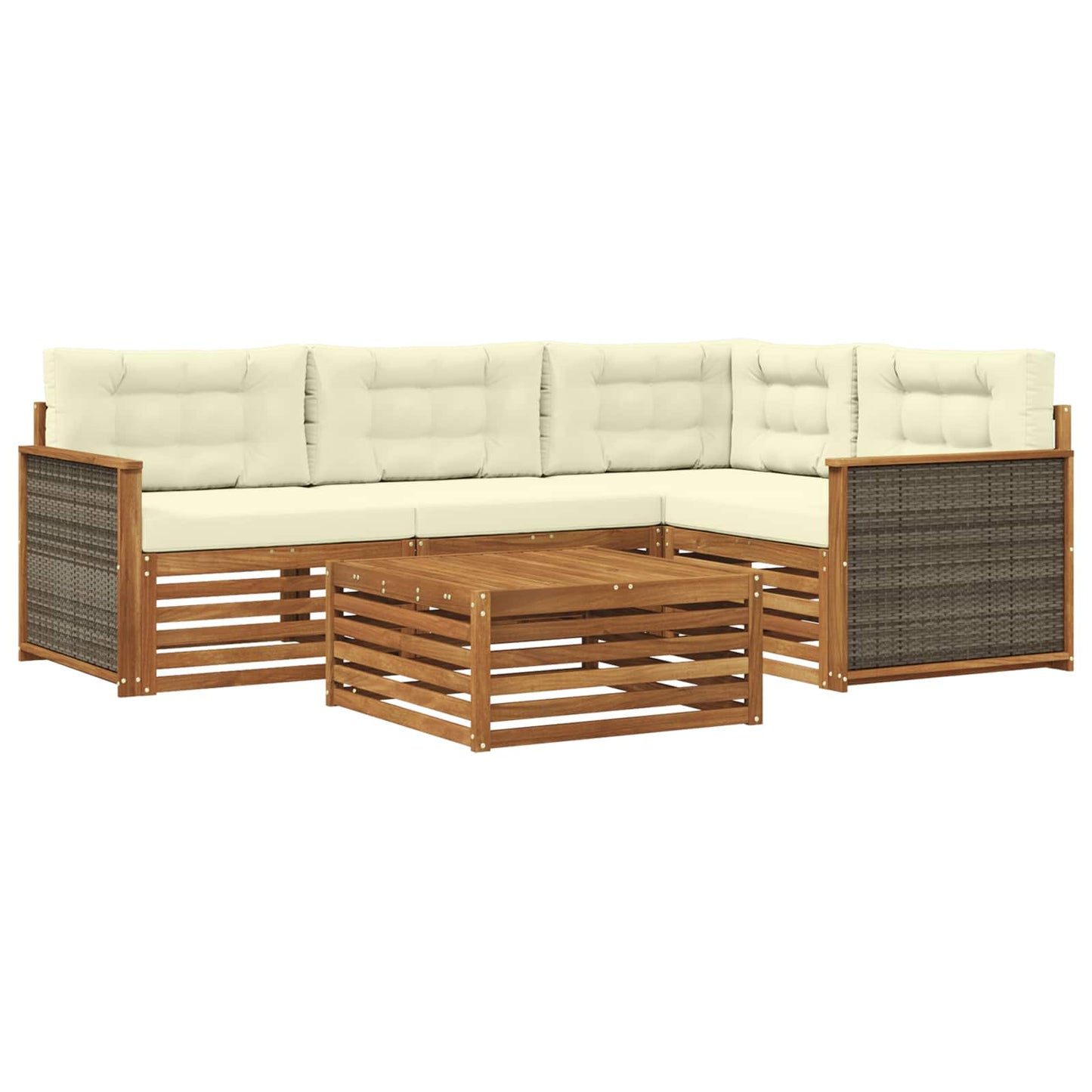 Outdoor-Sofagarnitur 5 stk. Natur und Creme
