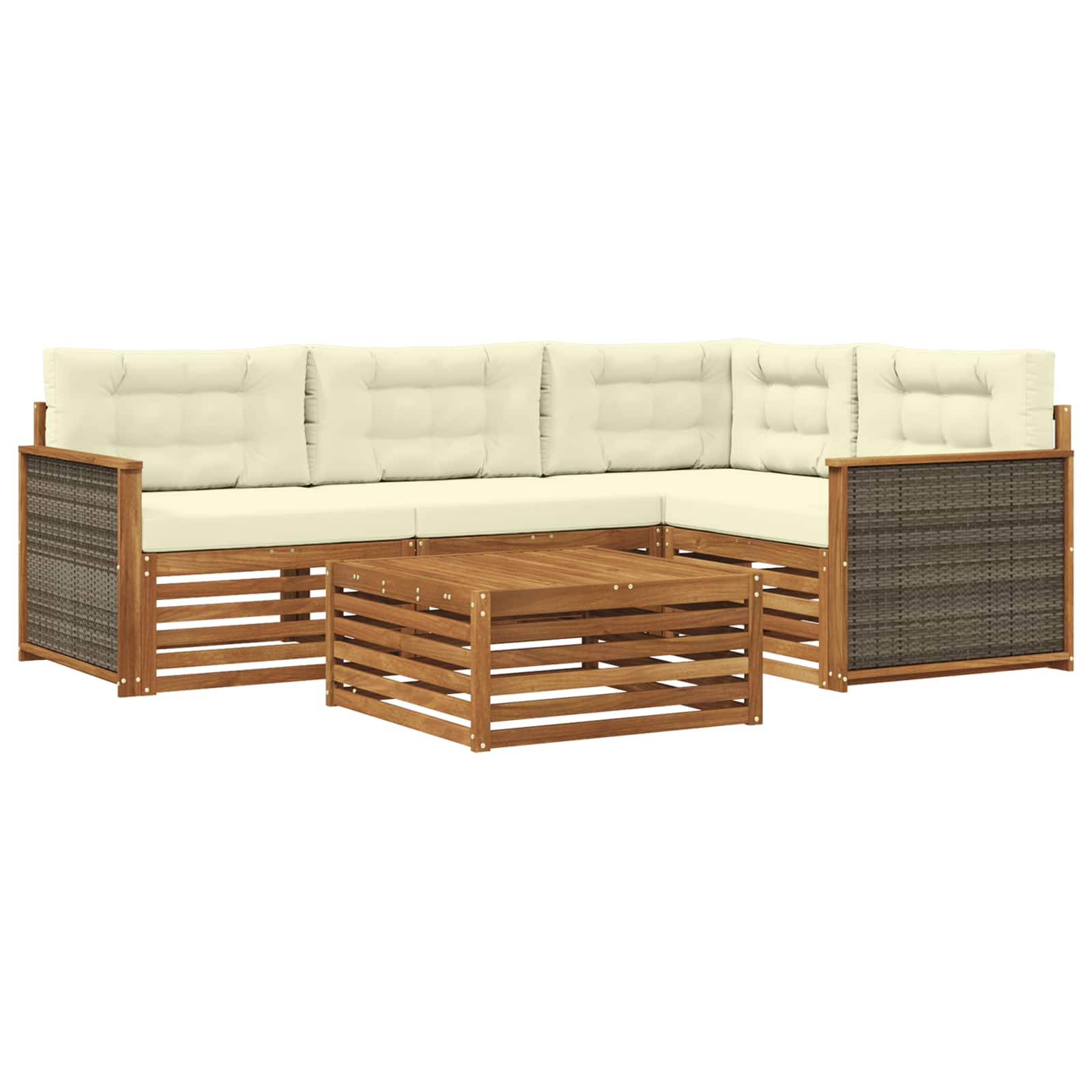 Outdoor-Sofagarnitur 5 stk. Natur und Creme