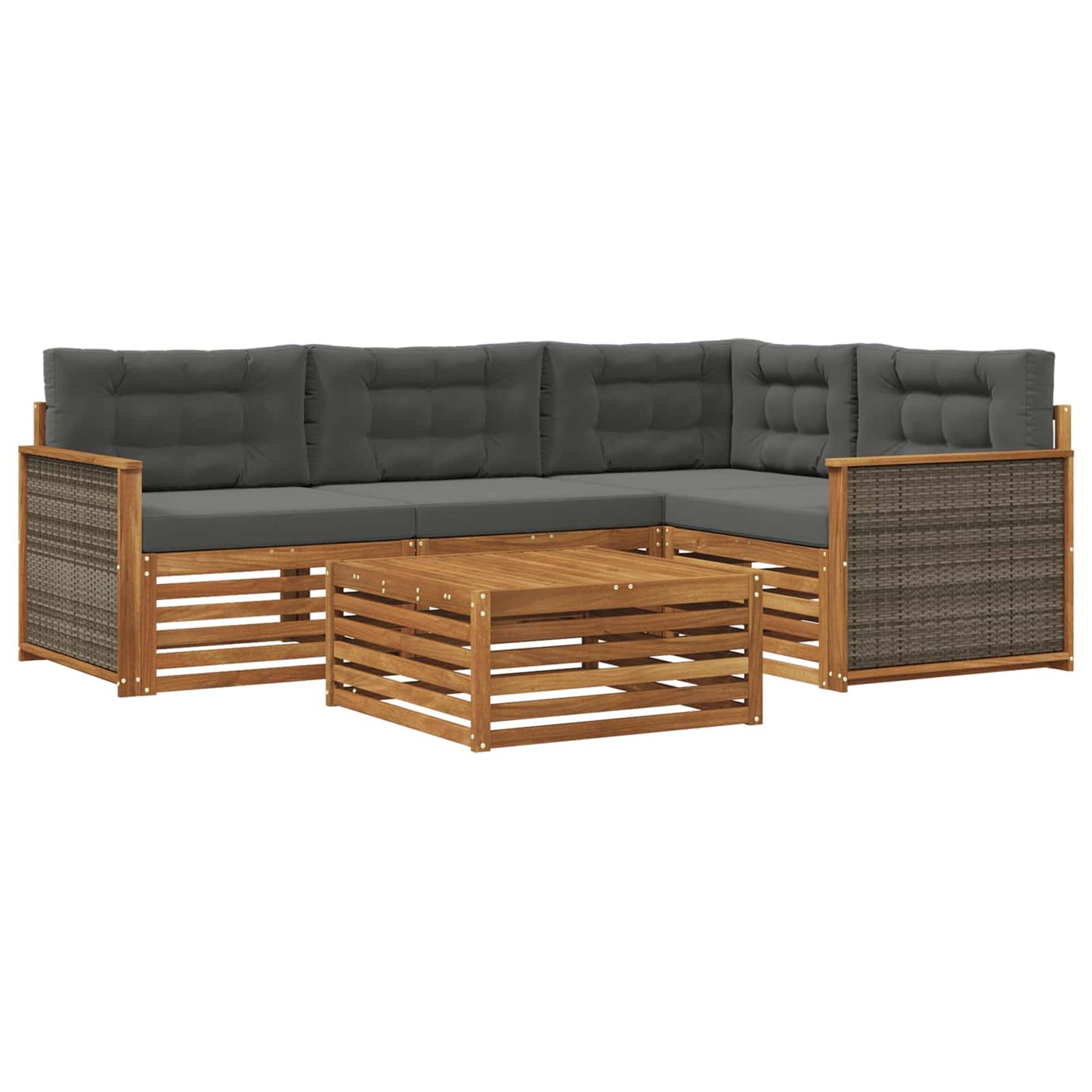 Outdoor-Sofagarnitur mit Kissen 5 pcs Natur und Anthrazit