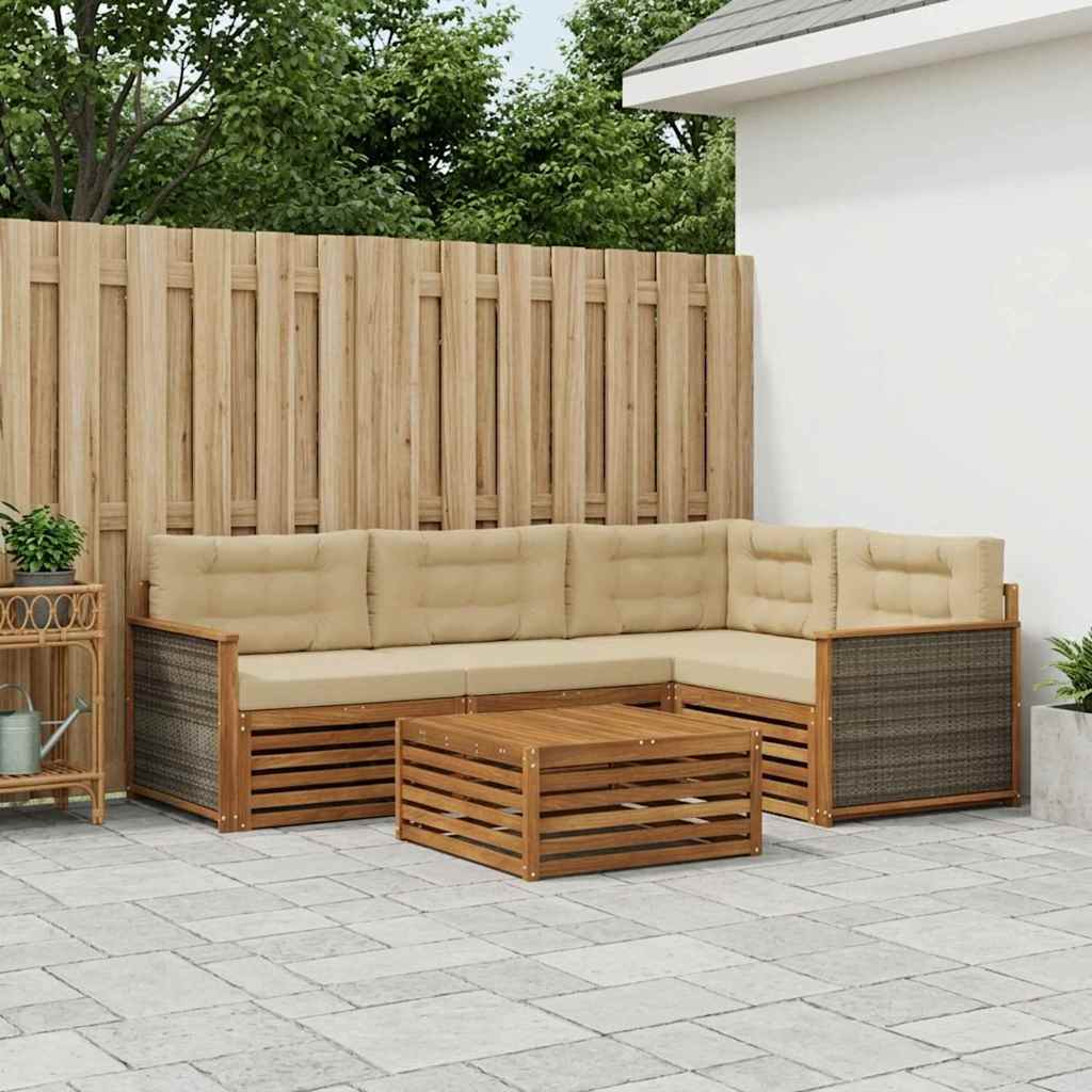 Outdoor-Sofagarnitur 5 stk. Natur und Beige