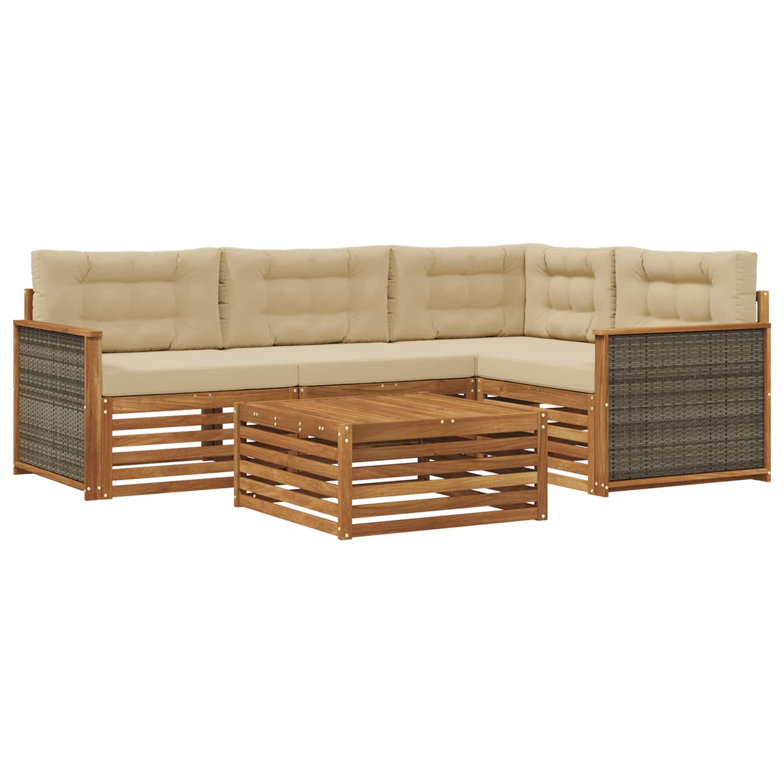 Outdoor-Sofagarnitur 5 stk. Natur und Beige