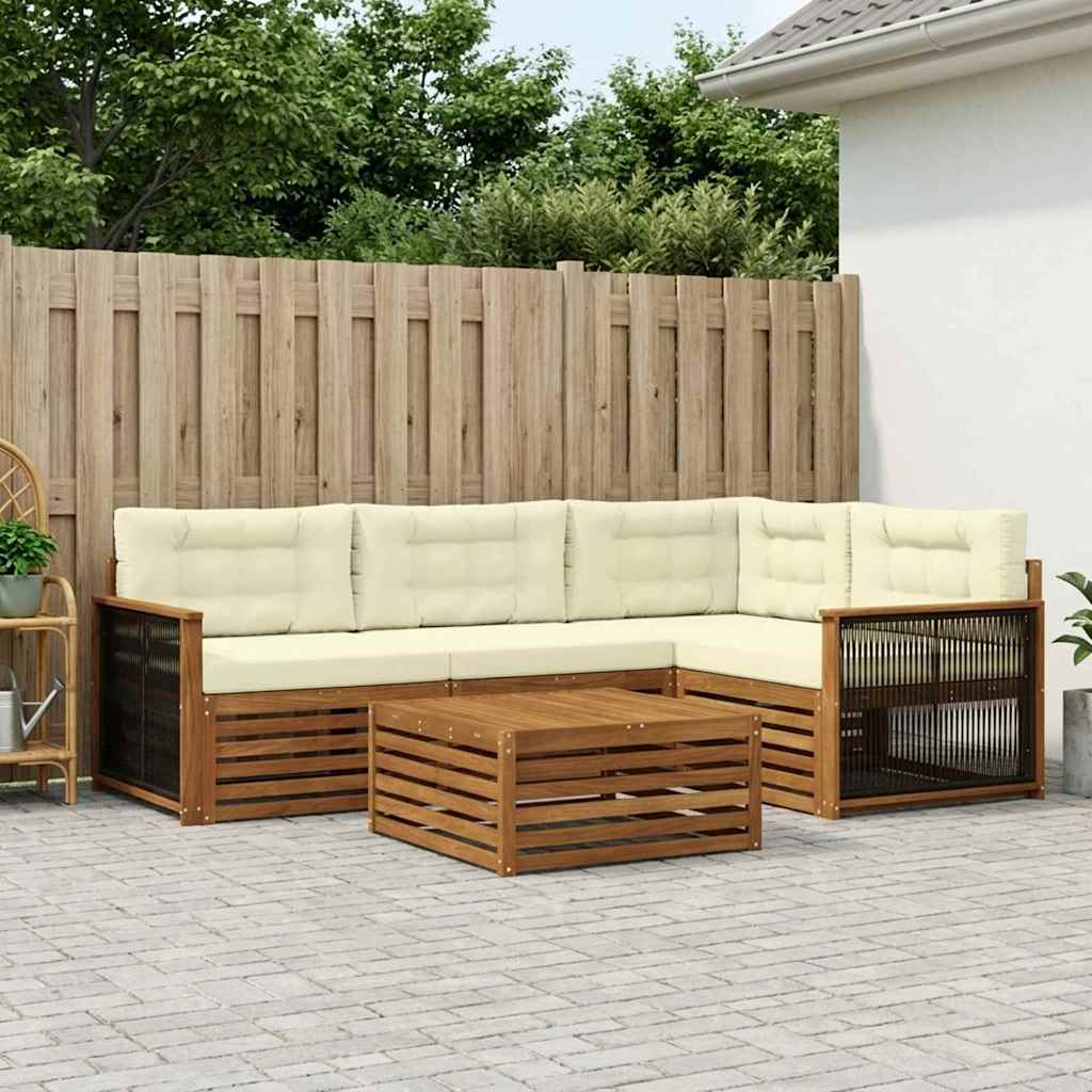 Outdoor-Sofagarnitur 5 stk. Natur und Creme