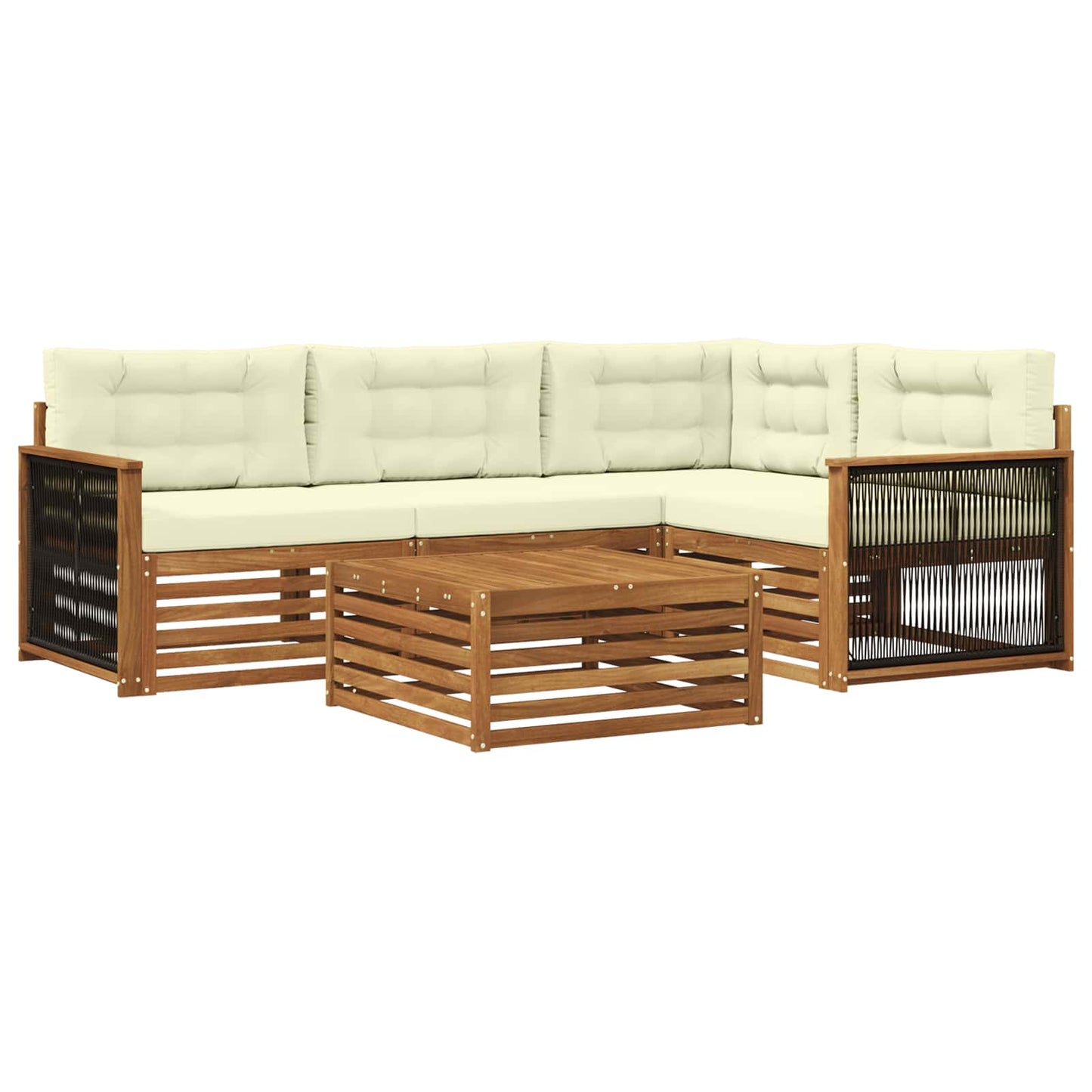Outdoor-Sofagarnitur 5 stk. Natur und Creme