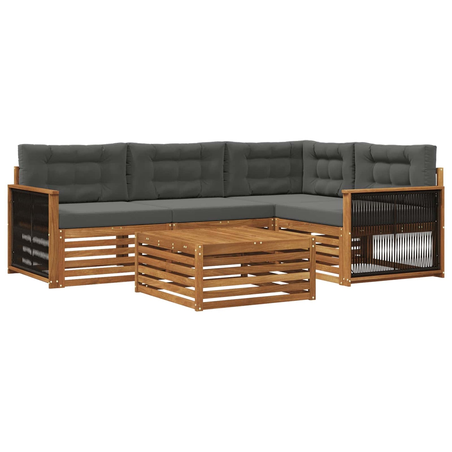 Outdoor-Sofagarnitur mit Kissen 5 pcs Natur und Anthrazit