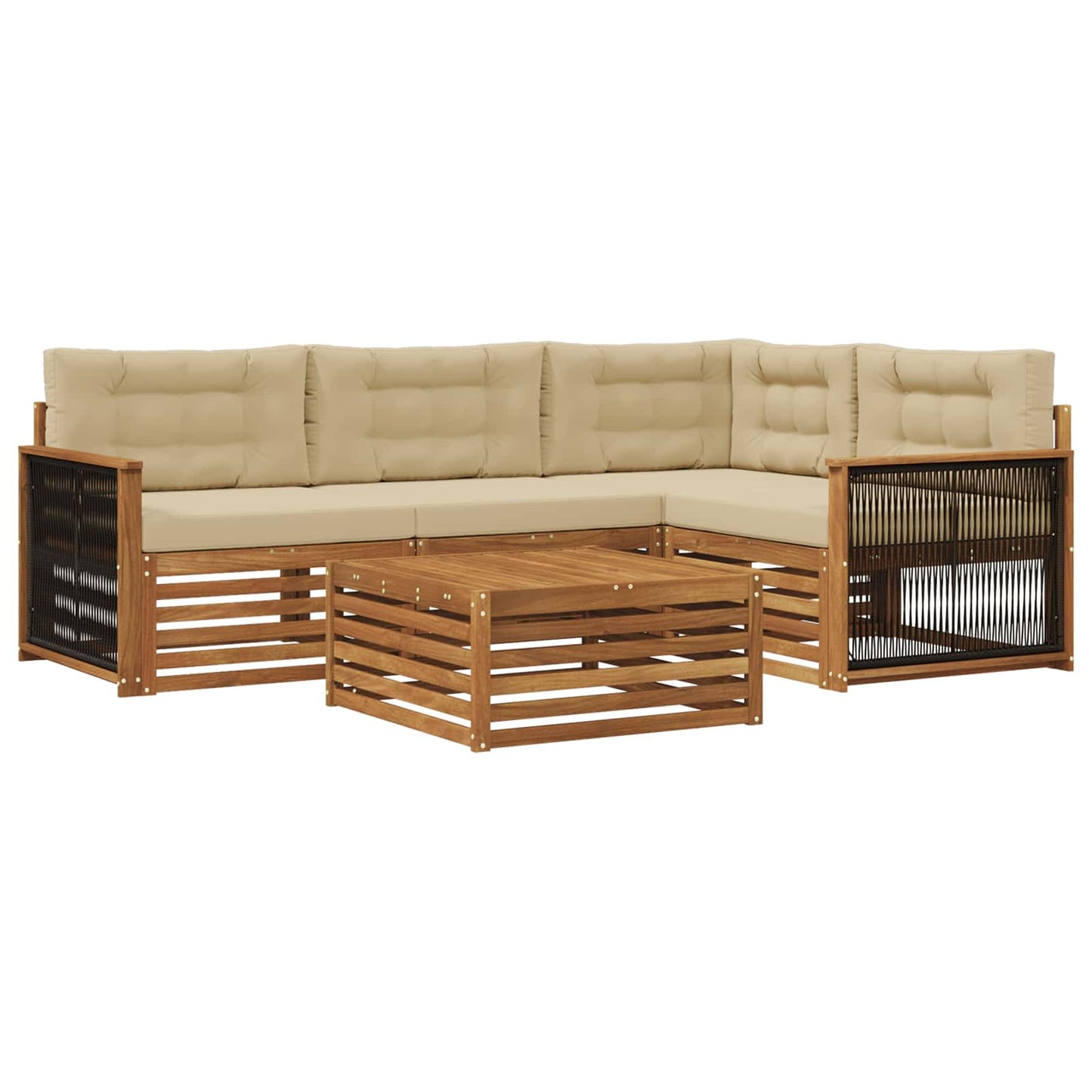 Outdoor-Sofagarnitur 5 stk. Natur und Beige