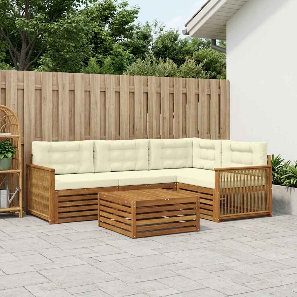 Outdoor-Sofagarnitur 5 stk. Natur und Creme