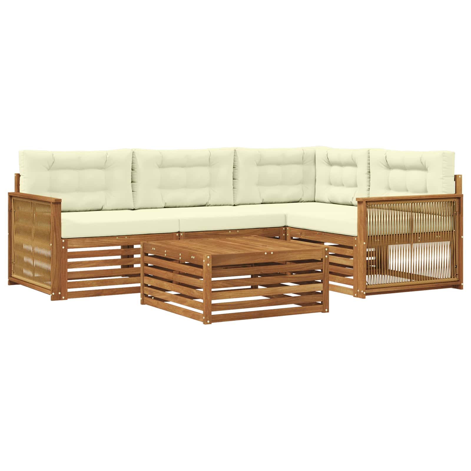 Outdoor-Sofagarnitur 5 stk. Natur und Creme