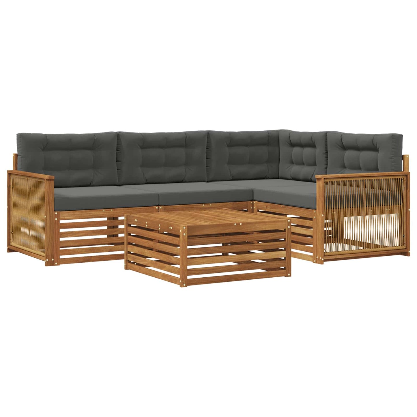 Outdoor-Sofagarnitur mit Kissen 5 pcs Natur und Anthrazit