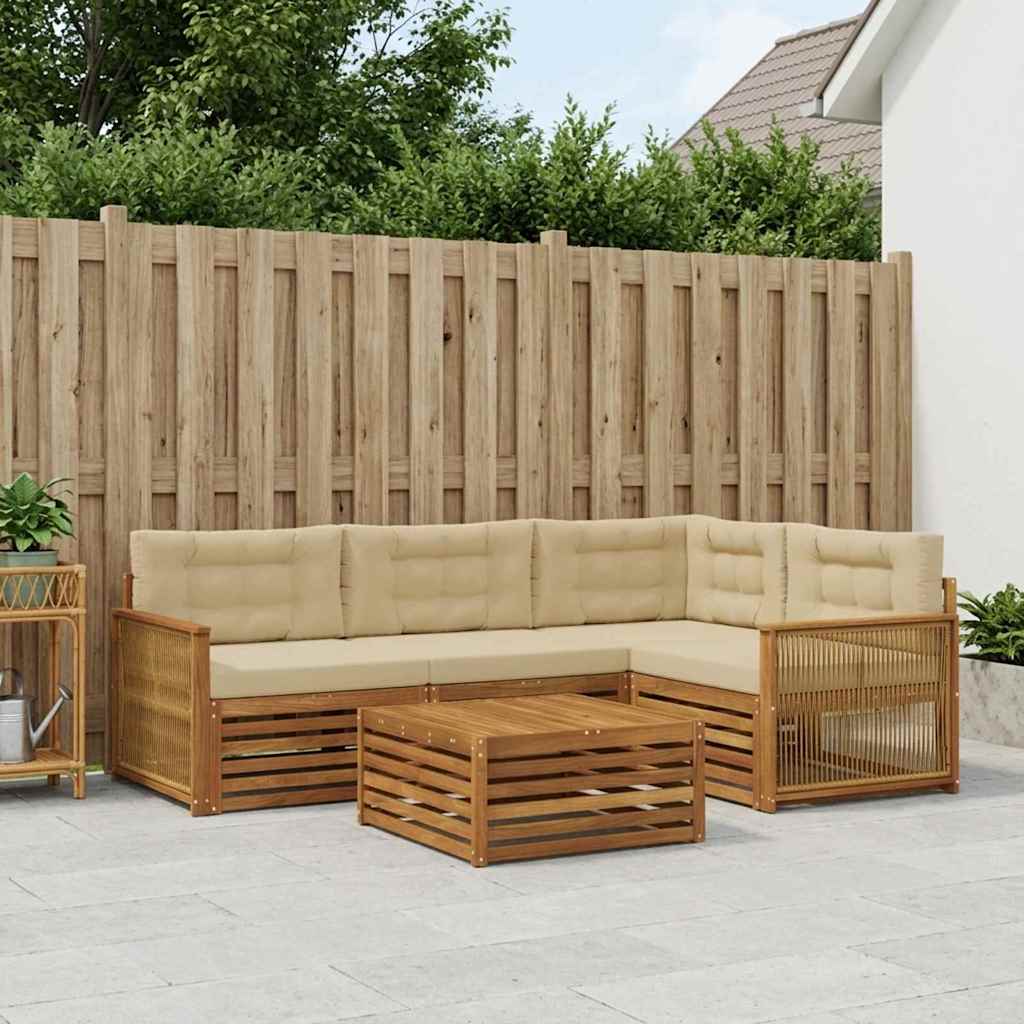 Outdoor-Sofagarnitur 5 stk. Natur und Beige
