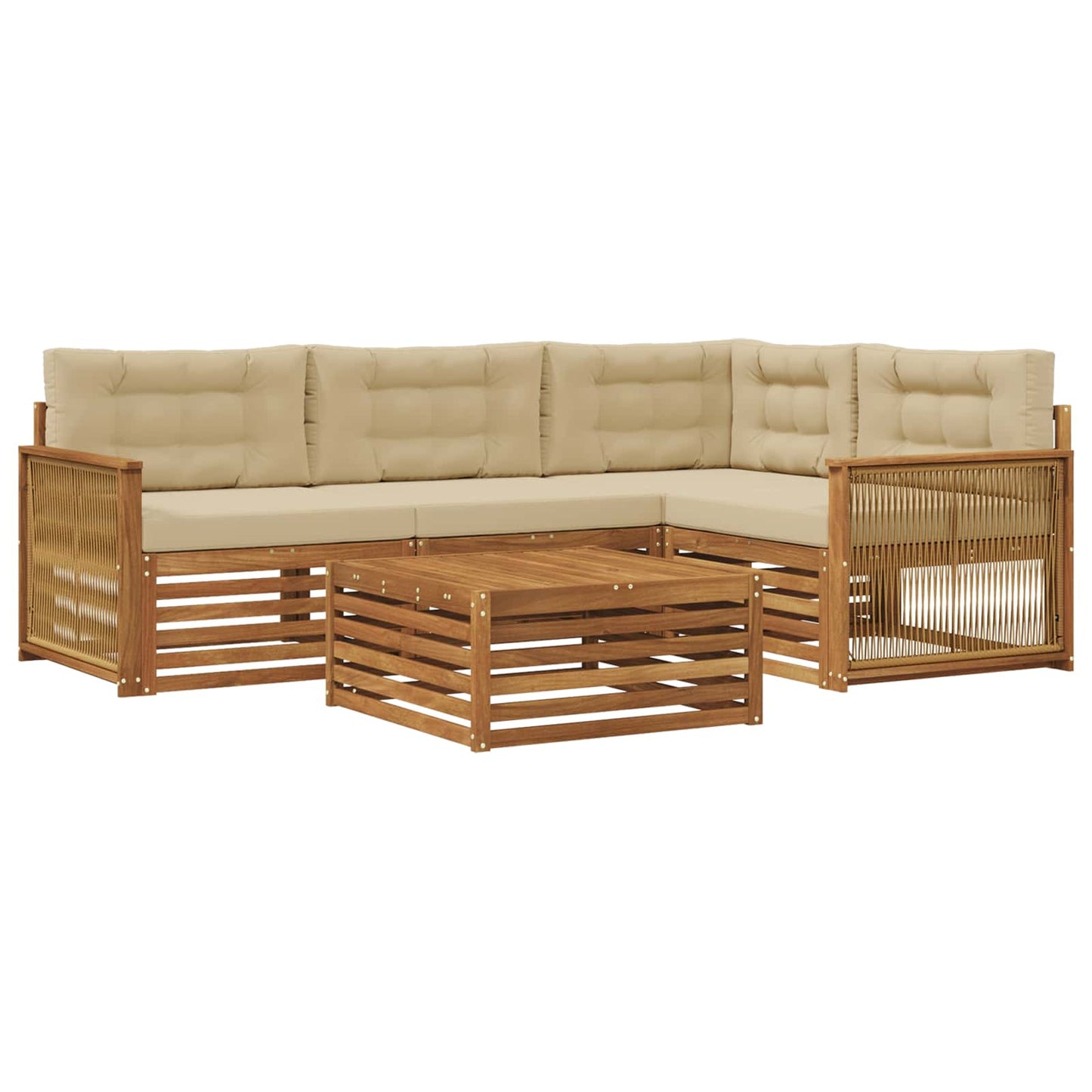 Outdoor-Sofagarnitur 5 stk. Natur und Beige