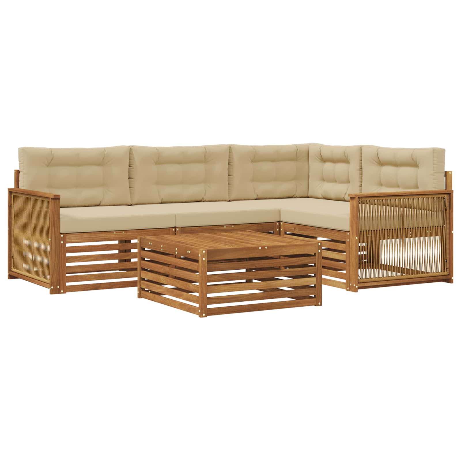 Outdoor-Sofagarnitur 5 stk. Natur und Beige