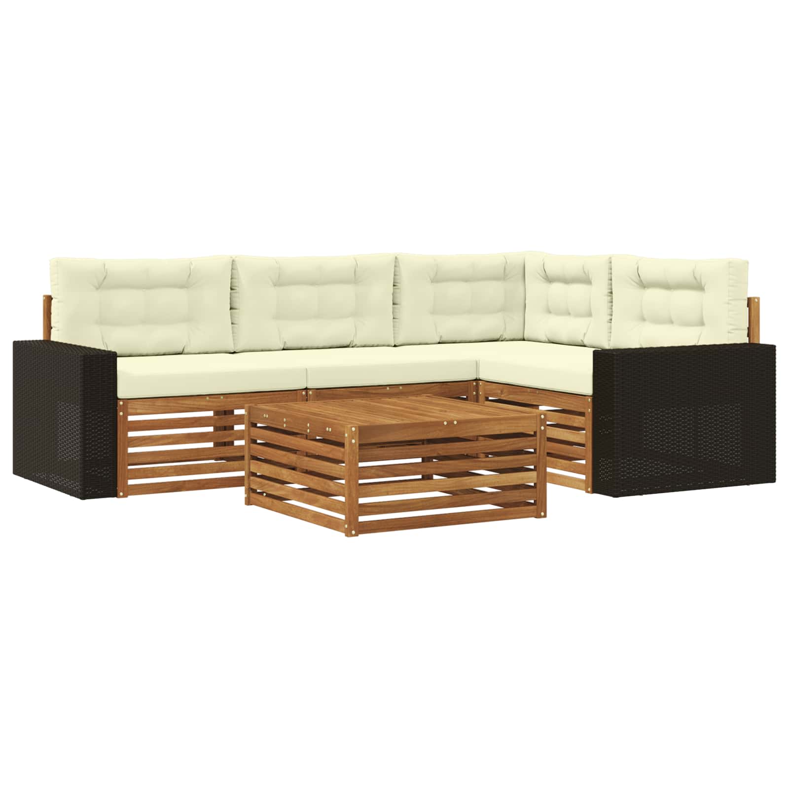 Outdoor-Sofagarnitur 5 stk. Natur und Creme Polyester