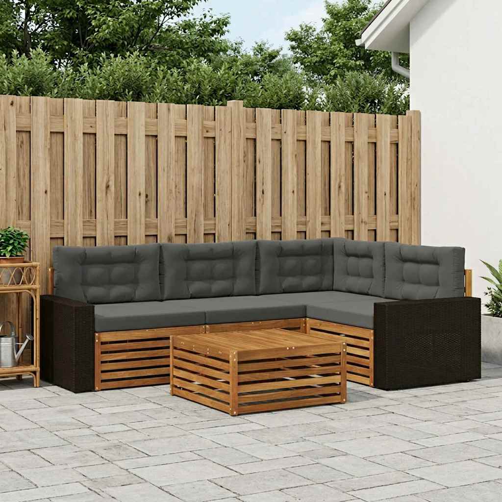 Outdoor-Sofagarnitur 5 pcs Natur und Anthrazit 79 x 79 x 37 cm